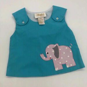 Ike New Rosalina Collection Blue Elephant Embroider Dress 6M